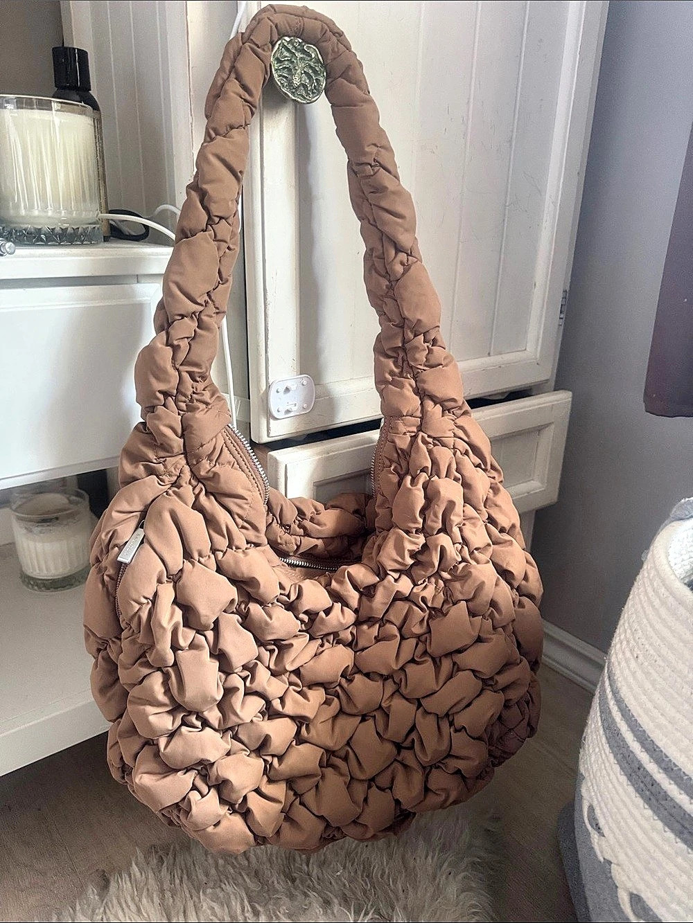 Babaton Curator Bag Puffer Shoulder Bag in Brown